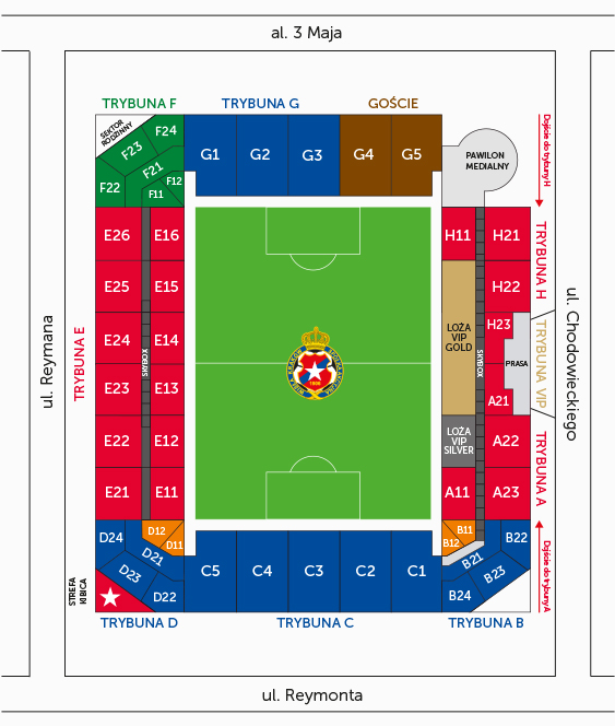 mapa stadionu wisly kraków